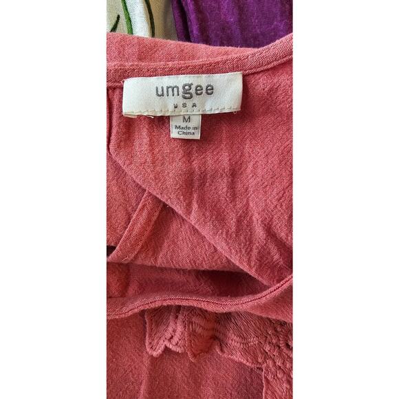 Umgee Babydoll Dress Dark Coral Orange Oversized Lace Bell Sleeves Autumn Medium - Picture 5 of 5